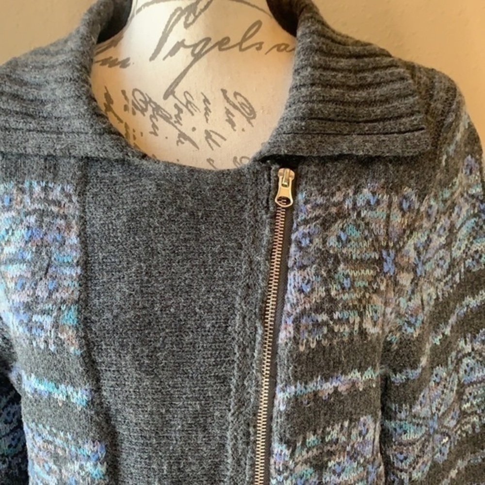 Lord & Taylor wool blend zip cardigan sweater L - Picture 2 of 9